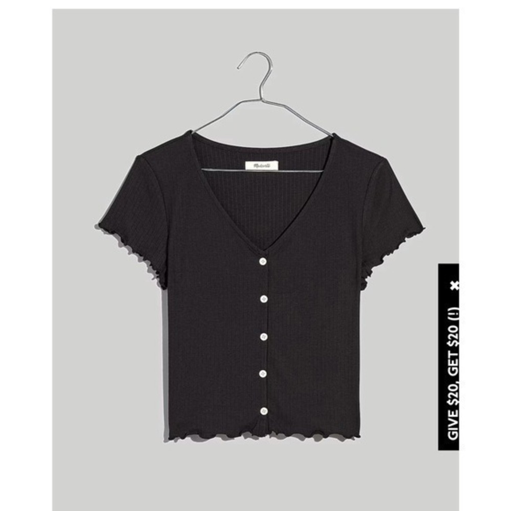 Madewell Ribbed Button-Front V-Neck Tee